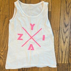 White Tank Top with Pink Geometric Design